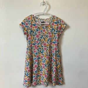Girls' Floral Short Sleeve Sun Dress in Pink, Yellow & Blue